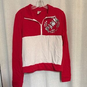 PINK Victoria's Secret Red Sequin Logo Pullover